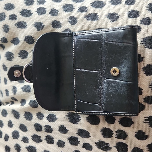 Dooney & Bourke Compact Black Leather Snap Tri-fold Wallet - Picture 4 of 11